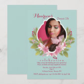 Schönes Foto mit Blumenrahmen Einladung (Vorne/Hinten)