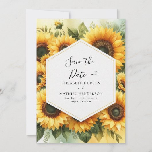 Schönes Foto Sonnenblumen Hochzeit Save The Date (Vorderseite)