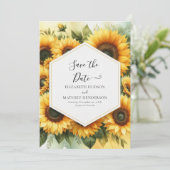 Schönes Foto Sonnenblumen Hochzeit Save The Date (Stehend Vorderseite)