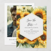 Schönes Foto Sonnenblumen Hochzeit Save The Date (Vorne/Hinten)