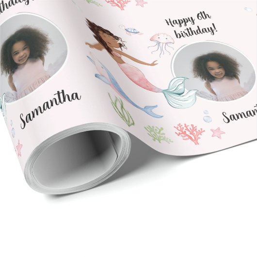 Schönes Foto Text Mermaid unter dem Meer Geschenkpapier (Rolleneckpunkt)