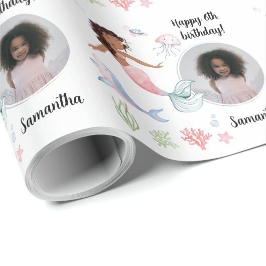 Schönes Foto Text Mermaid unter dem Meer Geschenkpapier (Rolleneckpunkt)