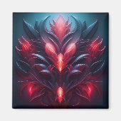 Schönes Fraktal in Rot und Blau mit einem Blumenst Magnet (Vorne)