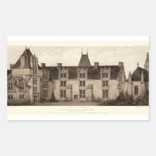 Schönes französisches Chateau in den Sepia-Tönen Rechteckiger Aufkleber