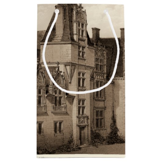 Schönes französisches Schloss in Sepia Tones Kleine Geschenktüte (Rückseite)