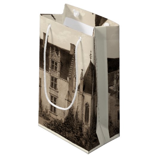 Schönes französisches Schloss in Sepia Tones Kleine Geschenktüte (Vorderseite Schrägansicht)