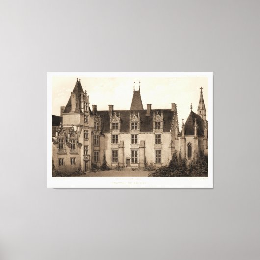 Schönes französisches Schloss in Sepia Tones Leinwanddruck (Vorderseite)