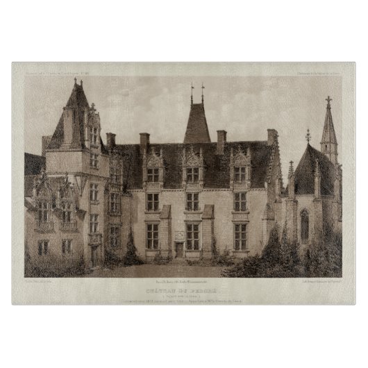 Schönes französisches Schloss in Sepia Tones Schneidebrett (Vorderseite)
