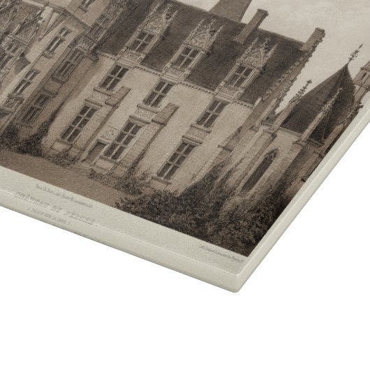 Schönes französisches Schloss in Sepia Tones Schneidebrett (Ecke)