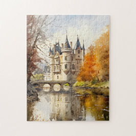 Schönes französisches Schloss Wasserfarbenrätsel Puzzle
