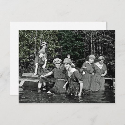 Schönes Frauenkolorsplash 1916 Schwimmen im See Postkarte (Vorne/Hinten)