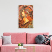 Schönes Frauenprofil - Mucha Leinwanddruck (Insitu (Wohnzimmer))