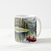 Schönes Friedlicher See Red Canoe Boat Kaffeetasse (VorderseiteRechts)