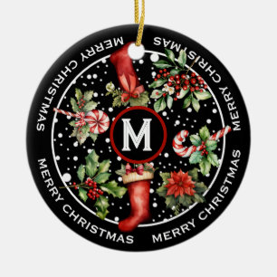 SCHÖNES FRÖHLICHES WEIHNACHTEN, STRUMPF, WEIHNACHT KERAMIK ORNAMENT