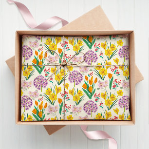 Schönes Frühlings-Blumen-Botanik-Muster Seidenpapier