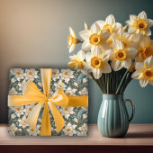 Schönes Frühlingsbarock Daffodien Blumenmuster Geschenkpapier