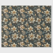 Schönes Frühlingsbarock Daffodien Blumenmuster Geschenkpapier (Flach)