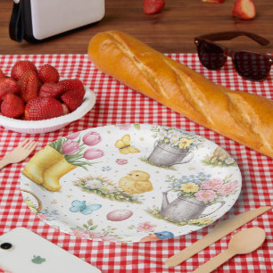 Schönes Frühlingsmuster – Frische Blumen & Natur  Pappteller