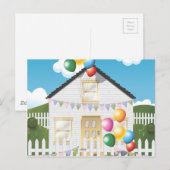 Schönes Geburtstagshaus mit Baloons Postkarte (Vorne/Hinten)