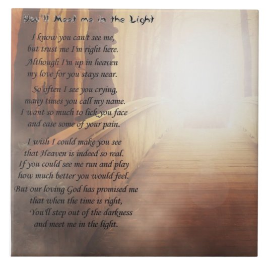 Schönes Gedicht für den Verlust eines Haustiers au Fliese (Vorderseite)