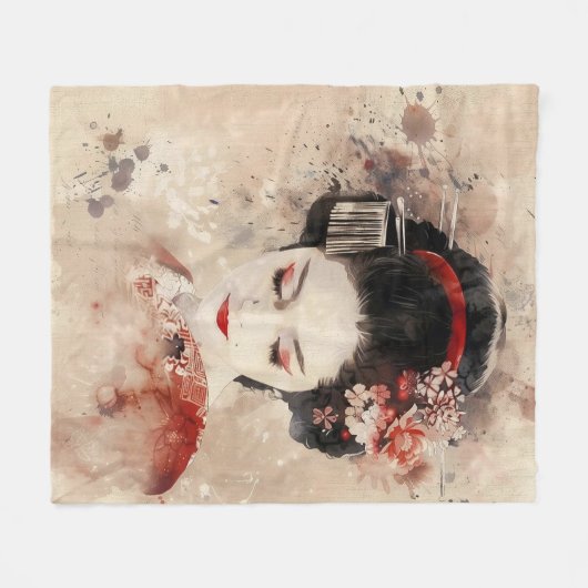 Schönes Geisha Portrait Fleecedecke (Vorderseite (Horizontal))