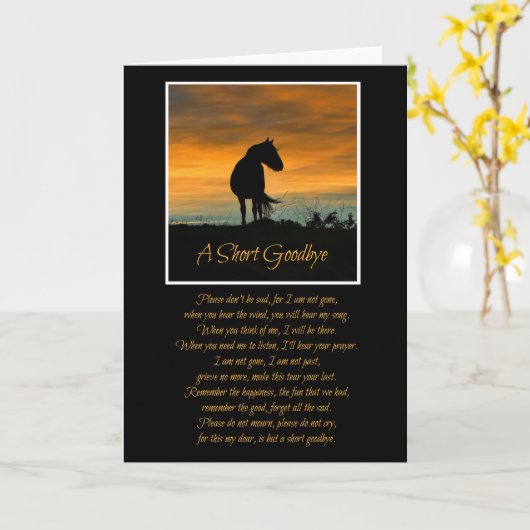 Schönes geistiges PferdeBeileid mit Gedicht Karte (Gelbe Blume)