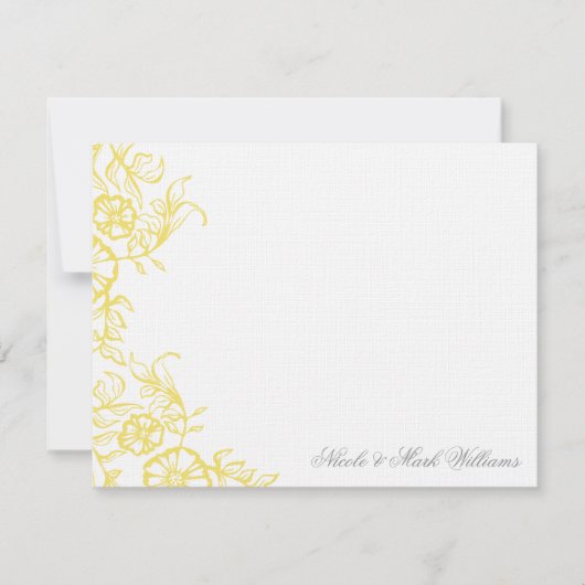 Schönes Gelb & Grau Custom Flat Vielen Dank Dankeskarte (Vorderseite)