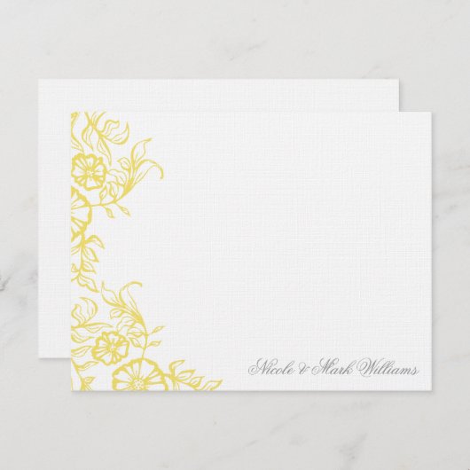 Schönes Gelb & Grau Custom Flat Vielen Dank Dankeskarte (Vorne/Hinten)