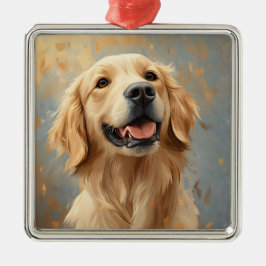 SCHÖNES GELBEN GOLDEN RETRIEVENT HUND ORNAMENT AUS METALL