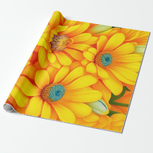 Schönes gelbes Blume Muster Geschenkpapier