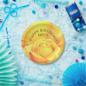 Schönes Gelbes Rose Happy Birthday Pappteller (Party)
