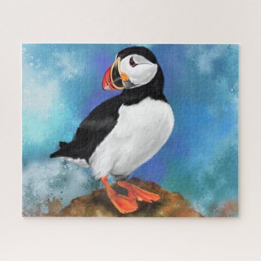 Schönes Gemälde von Puffin Bird Migning - Puzzle (Horizontal)
