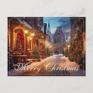 Schönes, gemütliches Weihnachtsmotiv in einer trau Feiertagspostkarte