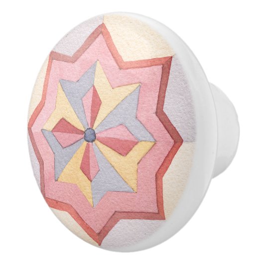 Schönes geometrisches Retromuster in Aquarellfarbe Keramikknauf (Rechts)