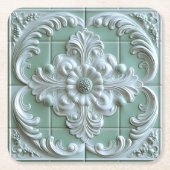 Schönes, gepflastertes, weißes, helles Grün Rechteckiger Pappuntersetzer (Vorderseite)