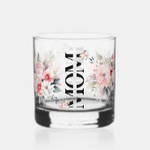 Schönes Geschenk für die Mama Wasserfarben Blume Whiskyglas (Vorderseite)