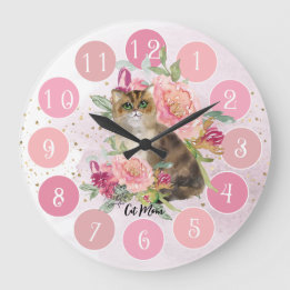 Schönes Geschenk für eine Katze lange Große Wanduhr