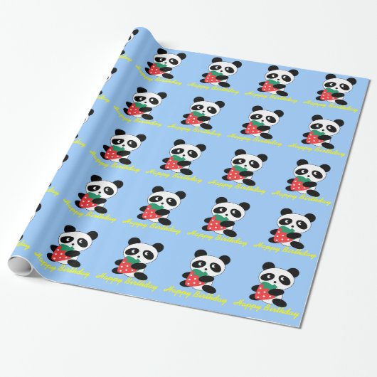Schönes Geschenk für Panda und Erdbeerblau Geschenkpapier (Ungerollt)