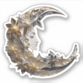 Schönes Gesicht auf dem Mond Aufkleber (Vorderseite)