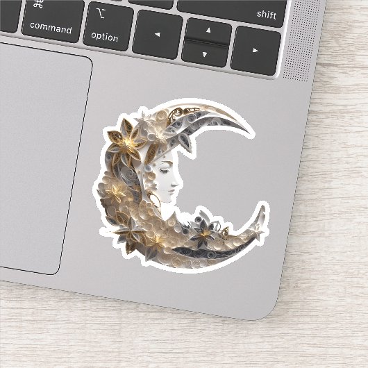 Schönes Gesicht auf dem Mond Aufkleber (Detail)