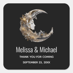 Schönes Gesicht auf dem Mond Danke Quadratischer Aufkleber