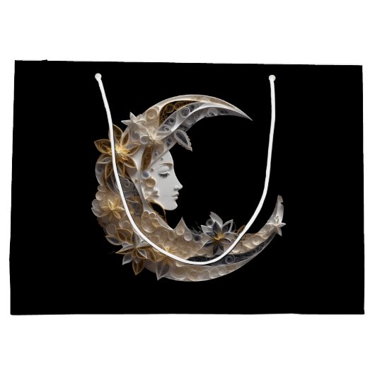 Schönes Gesicht auf dem Mond Große Geschenktüte (Rückseite)