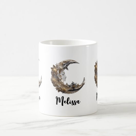 Schönes Gesicht auf dem Mond Kaffeetasse (Mittel)