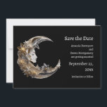Schönes Gesicht auf dem Mond Save The Date<br><div class="desc">Save the Date Karte mit einer schönen Abbildung. Ein weibliches Gesicht im Mond,  umgeben von Blume.</div>
