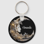 Schönes Gesicht auf dem Mond Schlüsselanhänger (Rückseite)