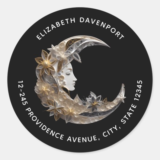 Schönes Gesicht im Mond Runder Aufkleber (Vorderseite)