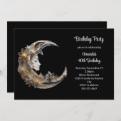 Schönes Gesicht im Mond zum Geburtstag Einladung (Vorne/Hinten)