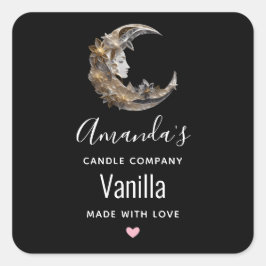 Schönes Gesicht im Mondkandle-Geschäft Quadratischer Aufkleber