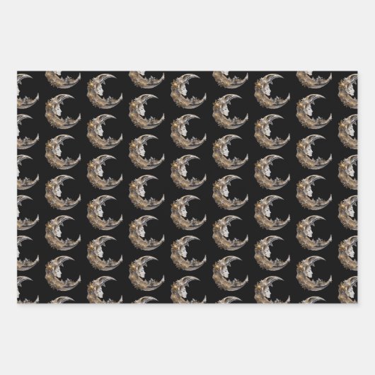 Schönes Gesicht im Mondmuster Geschenkpapier Set (Vorderseite 3)