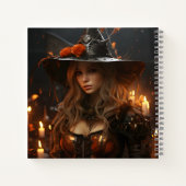 Schönes Girl Halloween Hexe Phantastisch Portrait Notizblock (Rückseite)